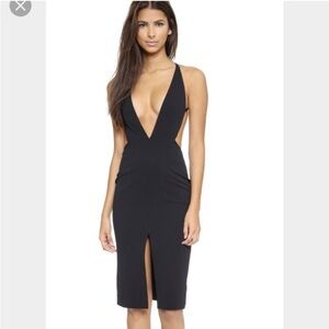 Solace London black Bacall backless midi dress